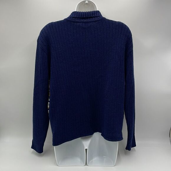 Navy blue patterned zip up mayfra sweaters sweater - Picture 2 of 8